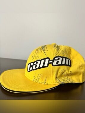 Vintage Can-Am Logo Fitted Hat‎ Cap in Yellow Size L/XL EUC